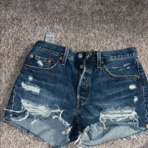 Levi's Blue Distressed Jean Shorts